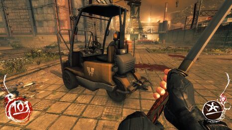 The Shadow Warrior forklift (2013) resembling a reversed tuk-tuk[2]