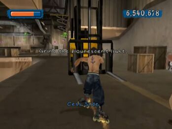 The forklift from the Museum level, shown in the GameCube version