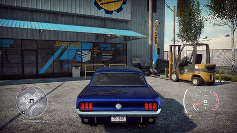 Just outside a car parts dealership players can find this beauty parked with its forks slightly elevated[1]