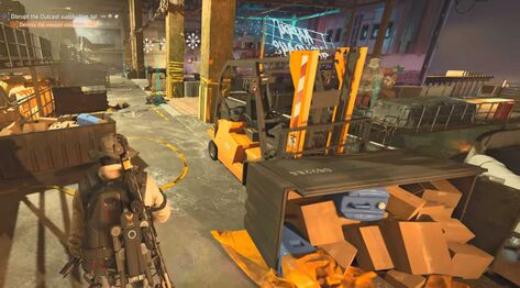 One inside the warehouse with a yellow tint