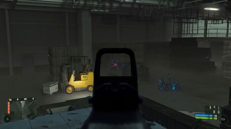 Yellow forklifts like this one can be found throughout the final mission